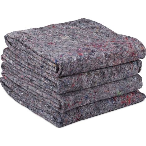 Lote de 4 mantas de mudanza protección reutilizables 150 x 200 cm de tejido no tejido gris 130016067 (1/4)