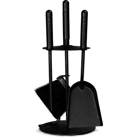 Ofen- Kamingarnitur Industrial Look - Kaminbesteck Kaminset schwarz 4-teilig (1/5)