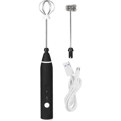 Automatischer elektrischer Eierquirl, Milchaufschäumer mit 3 Geschwindigkeitsstufen, USB-aufladbarer Mixer, schwarz (1/5)