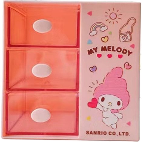 Boîte de rangement de bureau orange, design mignon avec tiroir intégré, compartiment pour maquillage en plastique, idéale pour la maison (1/5)