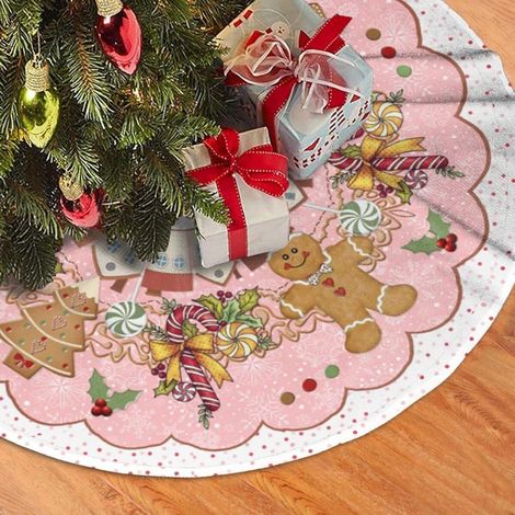 Tapis de sapin de Noël de 91 cm (36 pouces) sur le thème du pain d'épice, décoration festive avec des bonshommes en pain d'épice et de jolis motifs pour les fêtes. (1/5)