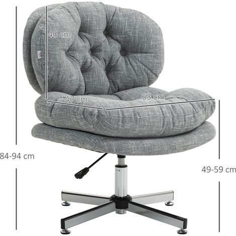 Chaise de bureau sans accoudoirs, chaise de bureau confortable avec assise rembourrée et hauteur réglable, grise (1/5)