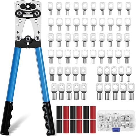 Pince Sertir Cosses HX-50B 6-50mm² + 60 Cosses, Outil Sertissage Batterie Câble Grosse Section Pro Auto (1/5)
