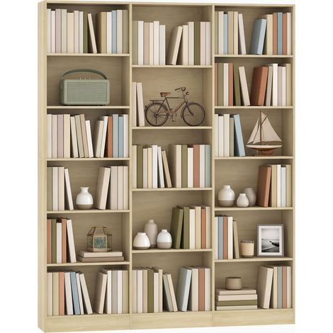 HOMCOM Bookcase Freestanding Open Storage Shelf with 17 Compartments (1/5)