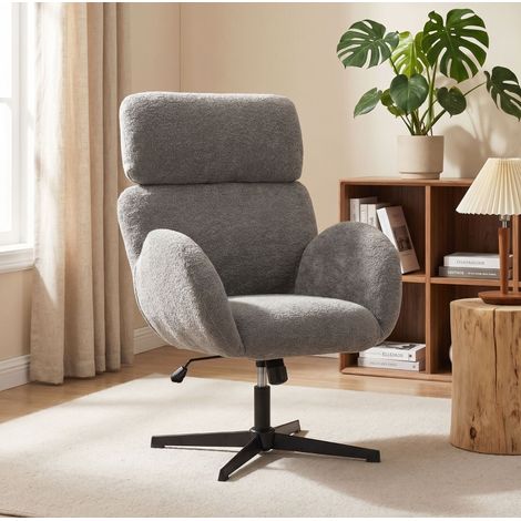 Chaise de bureau 67x68x113 cm en polyester gris, réglable pour bureau, moderne FLORAGRACE (1/5)