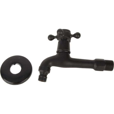 Robinet de jardin extérieur en laiton noir, montage mural pour salle de bain, balcon, serpillière, évier, tuyau d'eau froide, robinet utilitaire pour linge froid