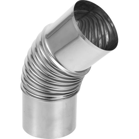 Coude de Cheminée en Acier Inoxydable 45° Résistant aux Hautes Températures pour Poêle à Bois, Installation Facile, Accessoire pour Chauffage de Camping en Extérieur (1/5)