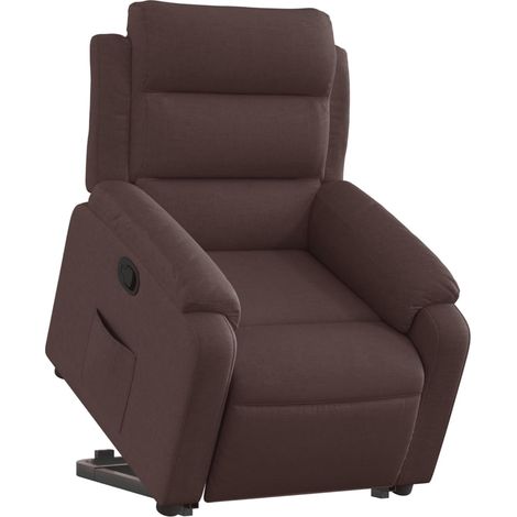 Poltrona relax TV rivestimento confortevole funzione sollevamento elettrico in tessuto testa di moro DEC028013