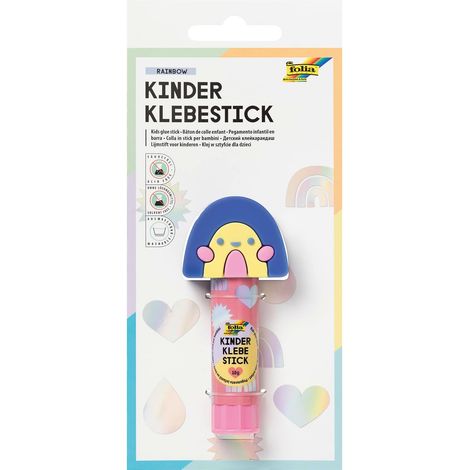Bâton de colle pour enfants RAINBOW, 10 g, bâton de colle incolore avec motif arc-en-ciel et capuchon 3D, sans acide ni solvant, colle pour papier et carton (1/5)
