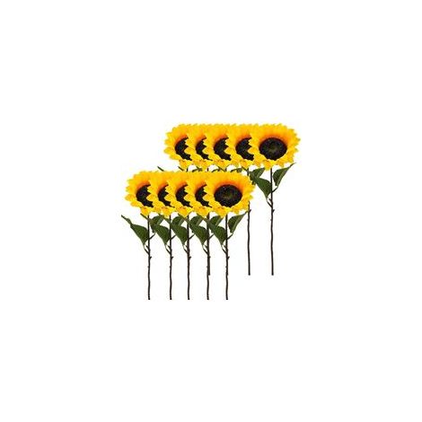 Set mit 10 künstlichen Sonnenblumen (je 1 Blüte und 2 Blätter, 45 cm lang), künstliche Pflanzen für Zuhause, Hochzeiten und Dekoration (1/5)