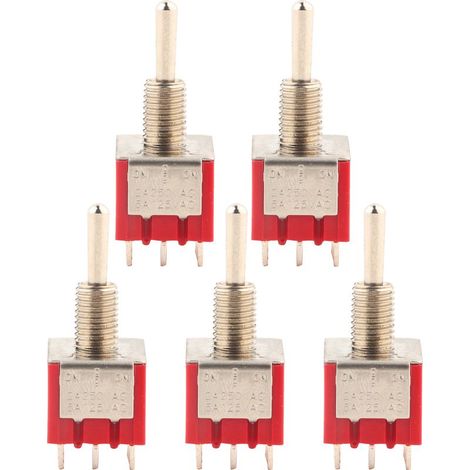 Lot de 5 mini-interrupteurs à bascule MTS-303, 3PDT, 9 broches, 3 positions (Marche/Arrêt/Marche). (1/4)