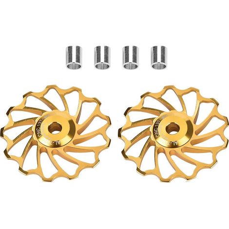paire de roulettes de guidage MEIJUN en céramique pour dérailleur arrière de vélo (13T, Or) (1/5)