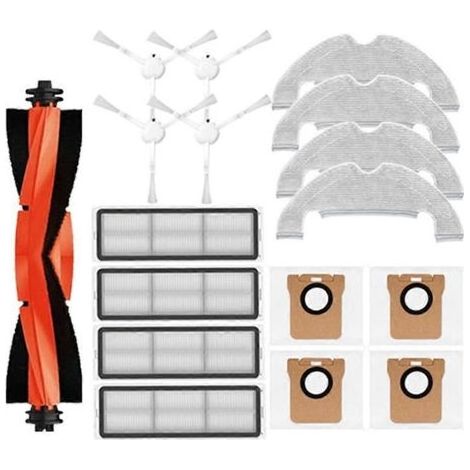 Pièces de rechange pour aspirateur robot Xiaomi X10 : brosse principale, brosse latérale, filtre HEPA, lingette de nettoyage et sacs à poussière. (1/5)