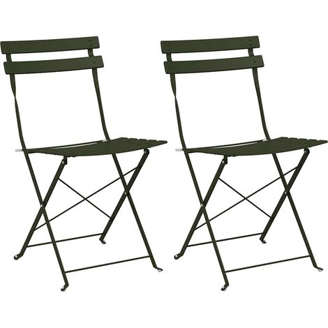 Maison Exclusive - Sedia Pieghevole da Giardino 2 pcs Verde 42 x 46 x 82cm Metallo