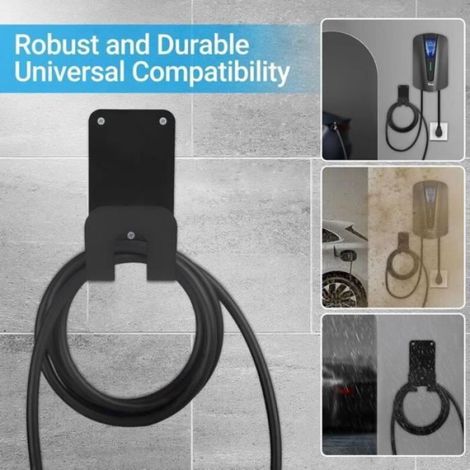 Support de câble de Charge EV : support Mural Robuste Crochet en J avec vis pour protéger organiser Le câble de Charge de Voiture (1/3)