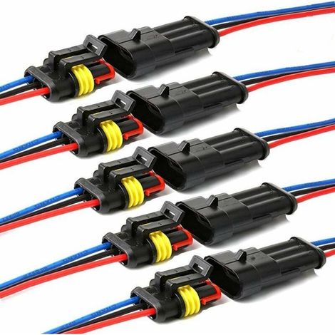 Connecteur étanche,connecteurs de Fils électriques autobloquants à 3 Broches avec Fil 16 AWG Marine pour Les connexions de Voiture,Camion,Bateau et Autres Fils. (5pack) (1/4)