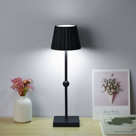 Lampe de table LED sans fil, couleur de lumière réglable, rechargeable, avec batterie 5200 mAh, lampe de chevet tactile pour chambre, bureau noir (1/5)