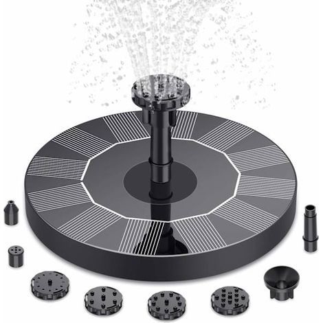 Floating solar fountain pump with 6 nozzles, ideal for bird baths, gardens, ponds, swimming pools and aquariums. (1/5)
