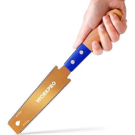 Scie Japonaise 150 mm, Scie à Main à Double Tranchant de 14/17 TPI Scie à Traction avec Poignée Ergonomique en Hêtre, Lame Flexible SK5, Scie Japonaise Menuisier pour bois (1/5)