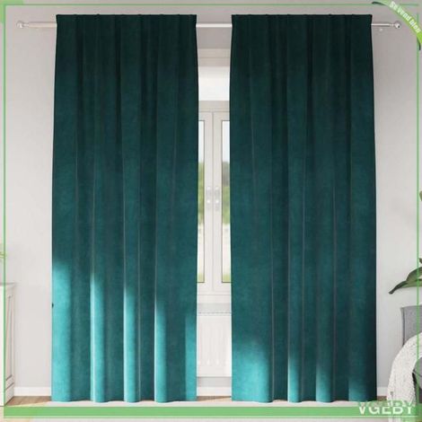 4107216 Rideaux occultants 2 pcs Vert foncé 140 x 245 cm Velours (1/5)