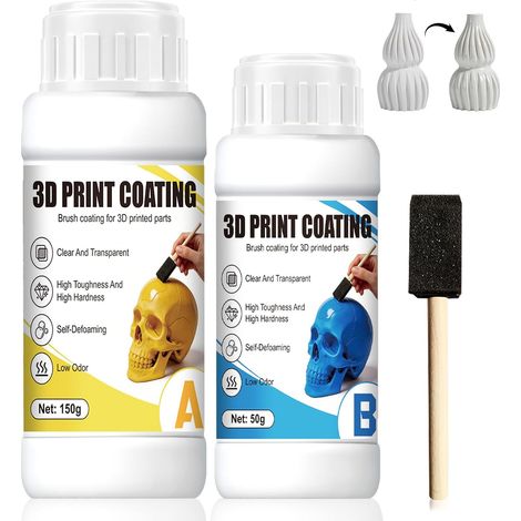 Kit Lissage Impression 3D, Kit de Lissage Impression 3D, 150G+50G Accessoire Imprimante 3D, Coating 3D Print Coating pour le Ponçage et la Finition des Impressions 3D (1/5)