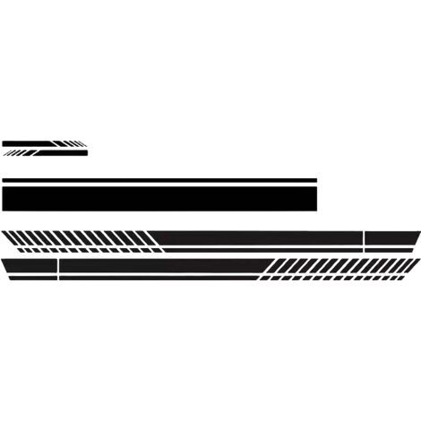 Autocollants graphiques à rayures pour capot de voiture, autocollants graphiques en vinyle pour carrosserie de voiture de course, rétroviseurs, compatibles avec toutes les tailles (noir) (1/3)