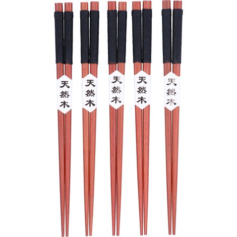 Paar rutschfeste Essstäbchen aus Holz für Sushi, Hotel, Zuhause, Restaurant (Schwarz) (1/5)