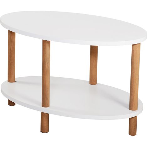 Tavolino ovale 43 x 70 x 44 cm bianco 030008835