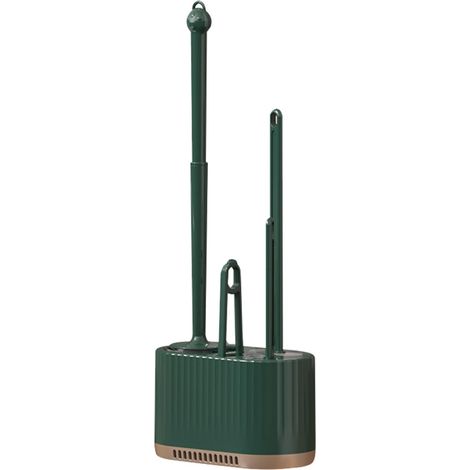 Brosse WC 4 en 1 Vert foncé Brosse WC et support dans la salle de bain Brosse WC à poser ou à fixer au mur Accessoires de salle de bain Indispensable (1/5)