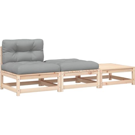 Maison Exclusive - Gartensofa ohne Armlehnen mit Kissen und Hocke