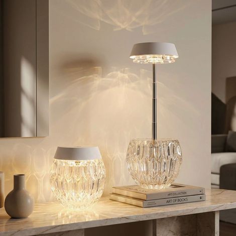 Tischlampe Tischleuchte Nachttischleuchte LED Touchdimmer Edelstahl Glas H 28 cm