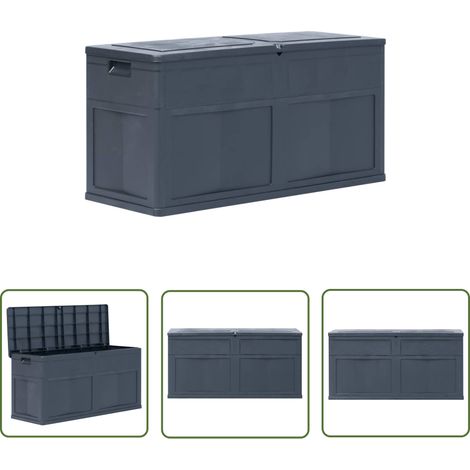 The Living Store Boîte de rangement de jardin 320 L Noir - Boîte De Rangement Jardin - Coffre De Jardin - Rangement Extérieur - Rangement Patio - Boîte Outil (1/5)
