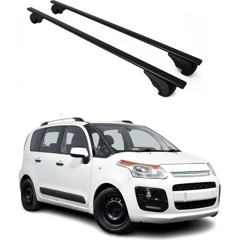 OMAC Barres de toit pour Citroën C3 Picasso 2009-2016 – TÜV / DIN 75302:2019 – Antivol inclus – Charge max 75 kg – 2 barres Noir (1/4)