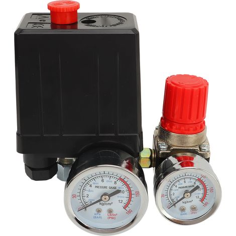 Pressostat de compresseur d'air, vanne à bille de contrôle, 0-180 PSI, avec manomètre, pour remplacement (1/5)