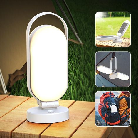 Lampe Solaire Camping Rechargeable Interieur et Exterieur. LED Lanterne Puissante. 5000mAh Batterie Externe Solaire. Portable Imperméable Pliable. Lumiere pour Camping Accessoires (1/5)