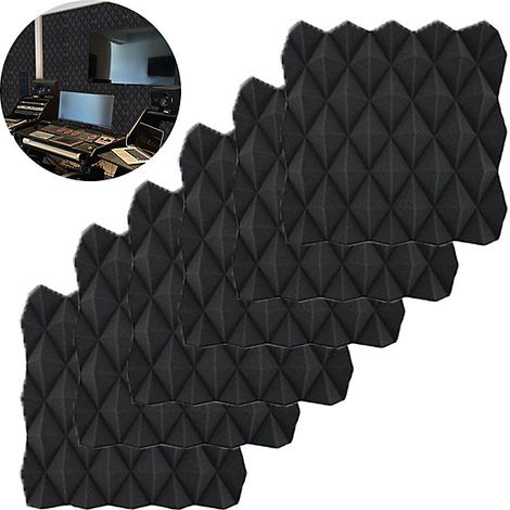 12 Mousses Acoustiques Haute Densité (30x30 cm), Ignifuge & Absorption Sonore, Sans support adhésif (1/4)
