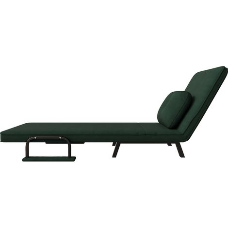 Sdraio relax convertibile 60x60 cm, schienale regolabile in 5 posizioni, posizione sdraiata 180°, tessuto ciniglia e metallo - verde (1/5)