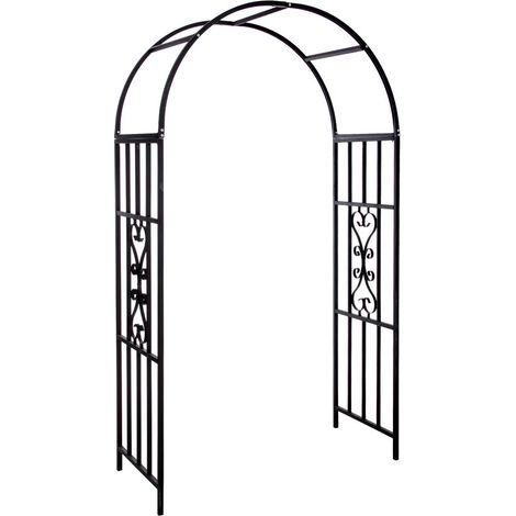 BAKAJI Arco da Giardino Supporto per Rose Piante Rampicanti in Metallo 113 x 50 x 205H cm Colore Nero (1/5)
