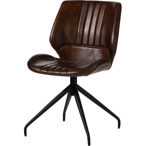IRON LABEL 111 Sedia in vera pelle - marrone 51x61x84