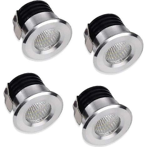 Lot de 4 mini spots LED encastrés, 3W, blanc chaud, pour vitrines, éclairage intérieur de gares, éclairage de plaques de plâtre, avec transformateur [classe énergétique A++] (1/4)