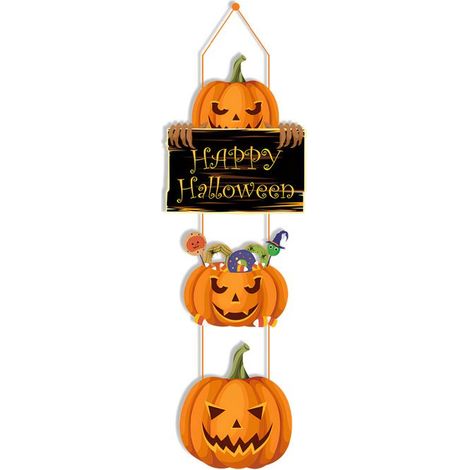 Panneau de porte d'entrée d'Halloween, décoration murale en bois à suspendre, motif fantôme, décoration artistique Label (1/4)