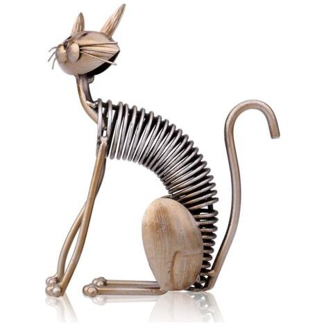 Tomfeel Chat Sculpture en Métal Décoration Faits à la Main Style Moderne et Éléments Décoratifs Créatifs Maison Ameublement Ornements Deco Salon Chat Décoration Intérieure Maison (1/4)