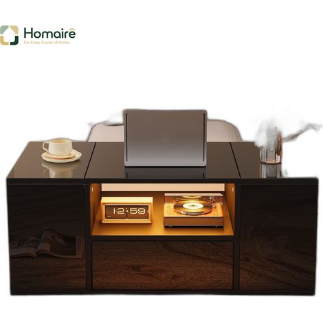 Couchtisch schwarz aus Spanplatte und Polyester 100 x 50 x 40 cm HOMAIRE (1/5)
