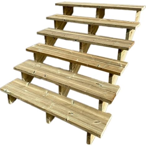 Berlin Escalier extérieur bois 6 marches H 105cm L-120cm - sans contre marche