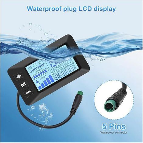 Écran LCD pour vélo motorisé G51 - 5 broches 24V 36V 48V - Affichage vitesse et niveau de batterie - Compteur kilométrique, accessoire pour vélo électrique (1/5)