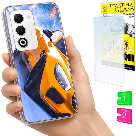 Custodia per Oppo A5 5G, cover posteriore con vetro temperato 9H. (1/5)