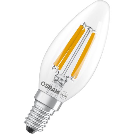 OSRAM Lampe LED mini bougie Classic B40 filament, 2,5 W, E14, transparente, forme bougie, convient pour appliques murales, lampes de chevet, lampes de salle à manger (1/4)