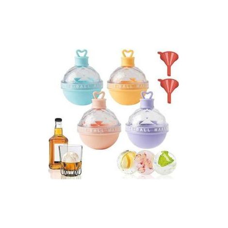 4er-Set Eiswürfelformen, kugelförmig, 6,35 cm, BPA-frei, TPE+AS, für Whisky-Cocktails, wiederverwendbar (1/5)