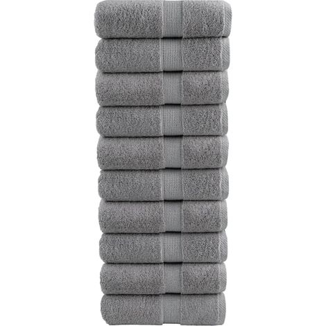 Gants de toilette haut de gamme SOLUND, lot de 10, gris, 30 x 30 cm, 600 g/m²