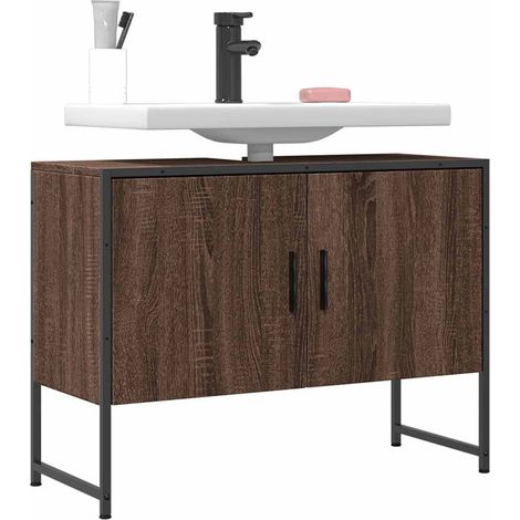 Waschbeckenunterschrank Braun Eichen-Optik 80x33x60 cm
